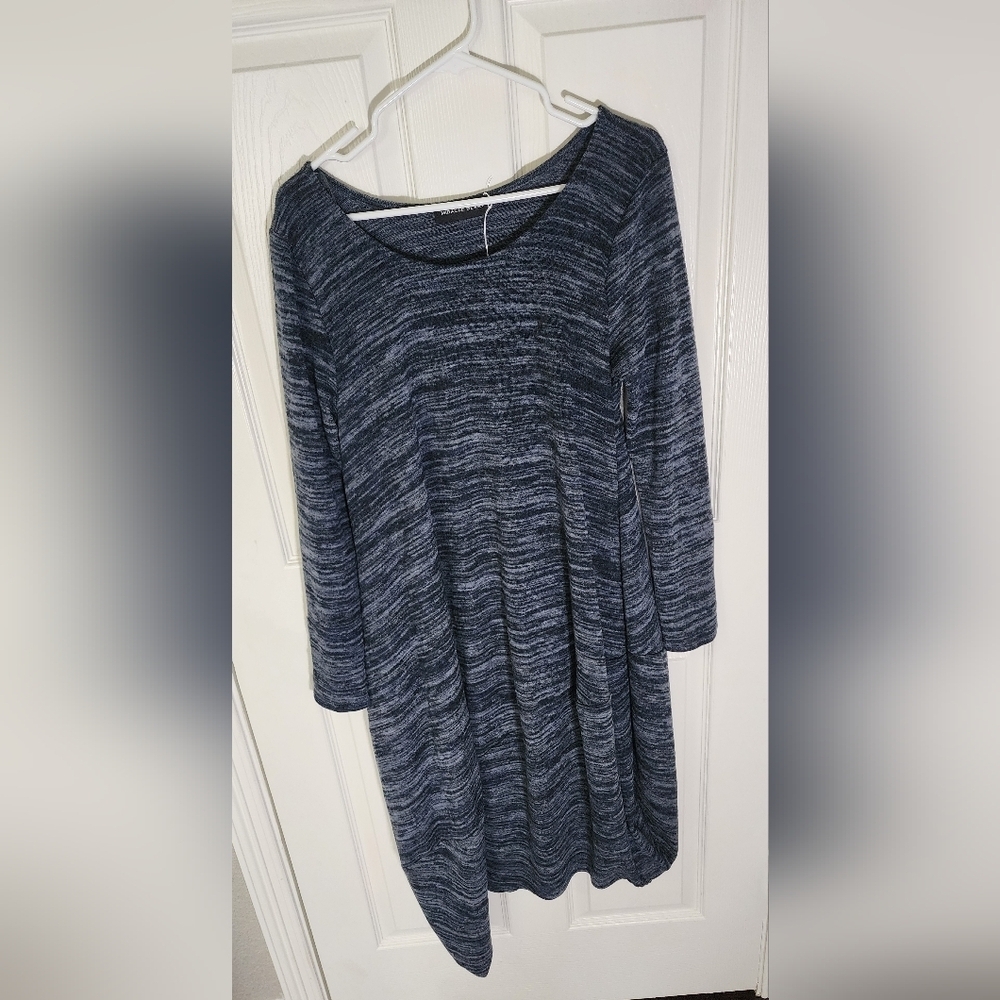 Miracle Berry Long Sleeve Sweater Dress Blue Heather Terry Long Sleeve Large